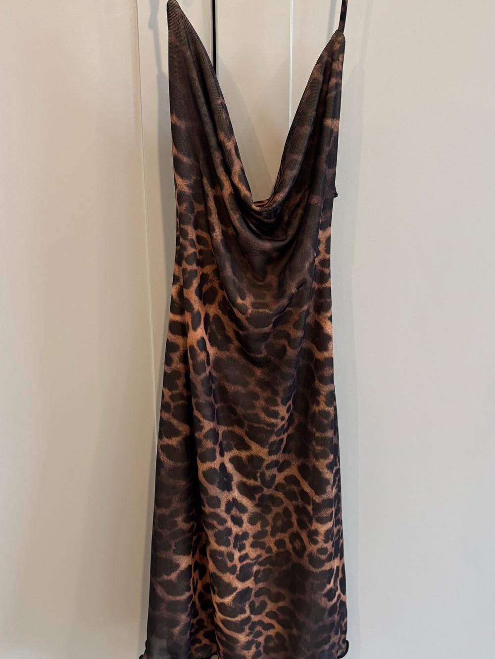 Leopard Print Slip Dress in Brown and Black